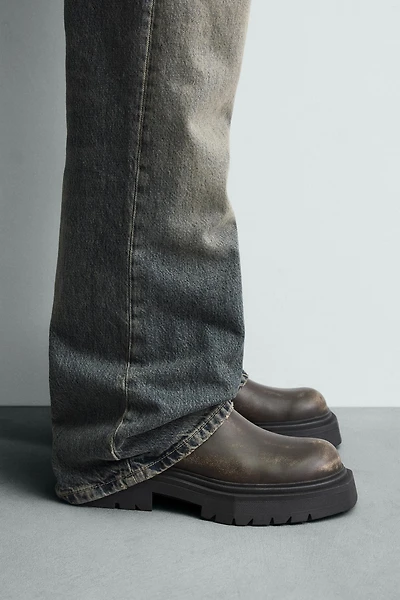 WORN-EFFECT CHELSEA BOOTS WITH CHUNKY SOLE