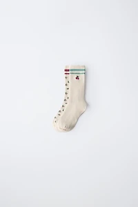TWO-PACK OF LONG FLORAL STRIPED SOCKS