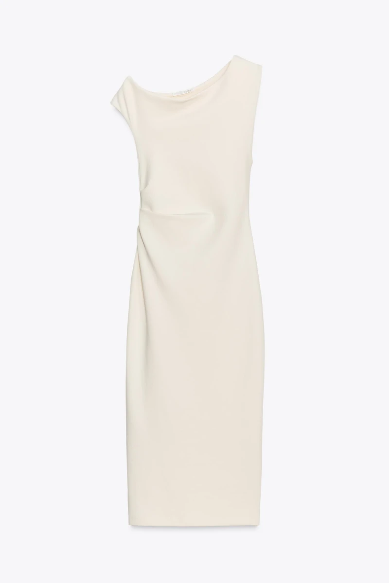 RUCHED MIDI DRESS