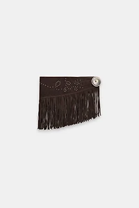 CEINTURE-JUPE 100 % CUIR À FRANGES