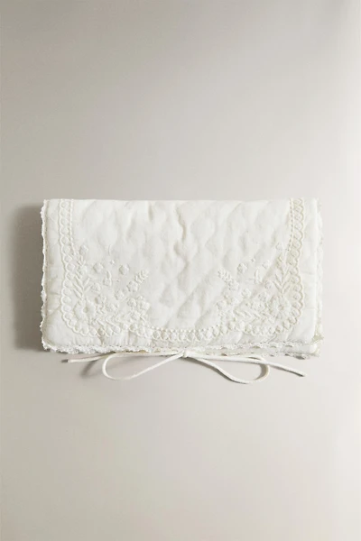 EMBROIDERED COTTON EYE MASK AND BAG SET