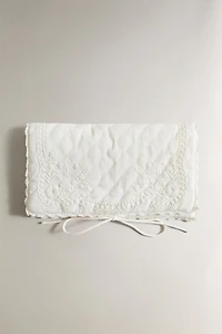 EMBROIDERED COTTON EYE MASK AND BAG SET