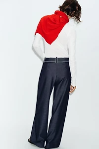 CONTRASTING PIPING WIDE LEG PANTS