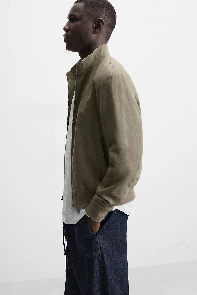 100% LINEN BOMBER JACKET