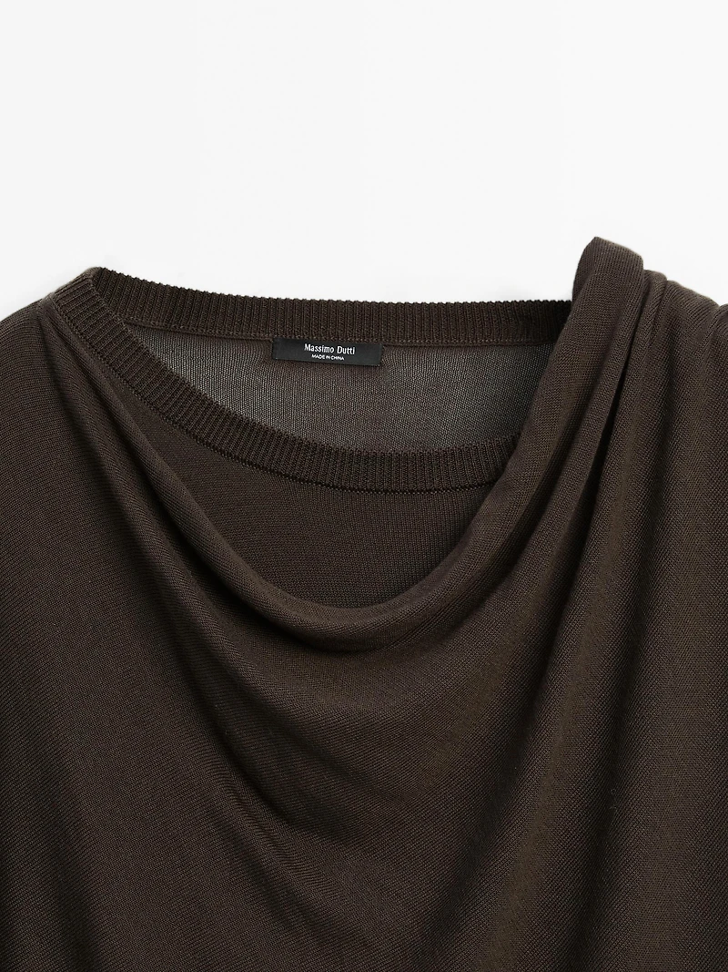 Knit sweater with scarf detail