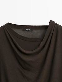 Knit sweater with scarf detail
