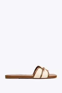 BUCKLE FLAT FABRIC SANDALS