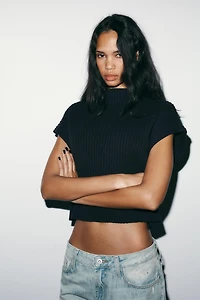 GILET EN MAILLE CÔTELÉE