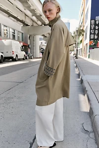 TRENCH OVERSIZE POIGNETS À CARREAUX