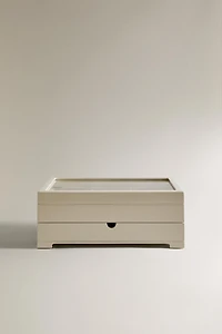 LARGE LACQUERED JEWELRY BOX WITH A DRAWER AND LID