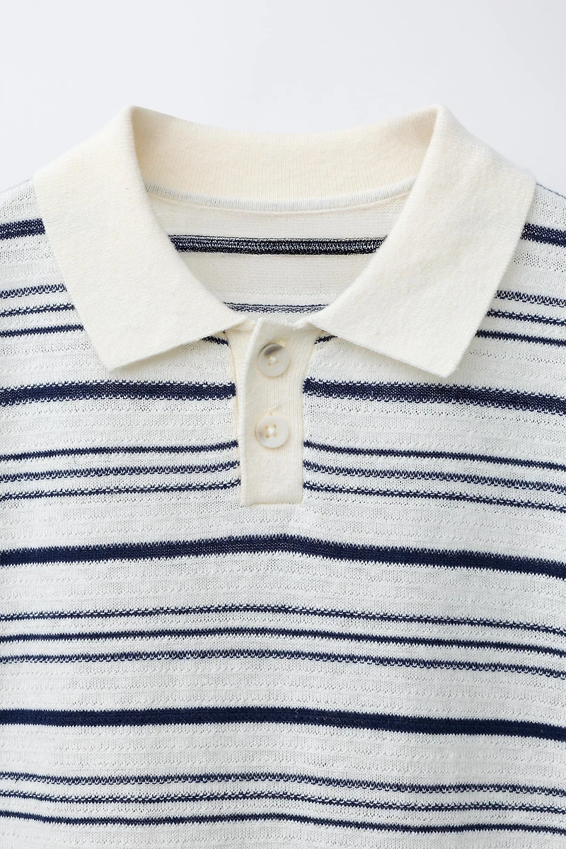 POLO EN COTON ET LIN À RAYURES
