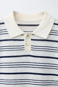 POLO EN COTON ET LIN À RAYURES