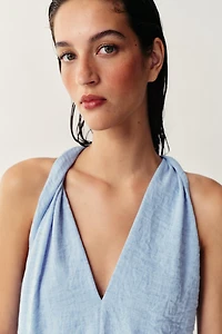TWISTED SHOULDER LONG DRESS