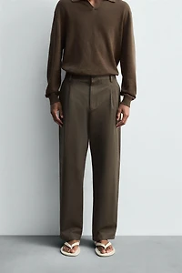 COTTON - LINEN PLEATED PANTS