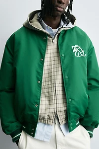 CONTRAST EMBROIDERY BOMBER JACKET