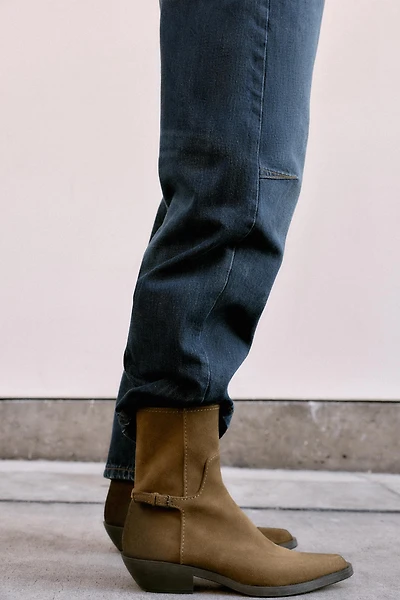 BOTTINES EN CUIR EFFET USÉ