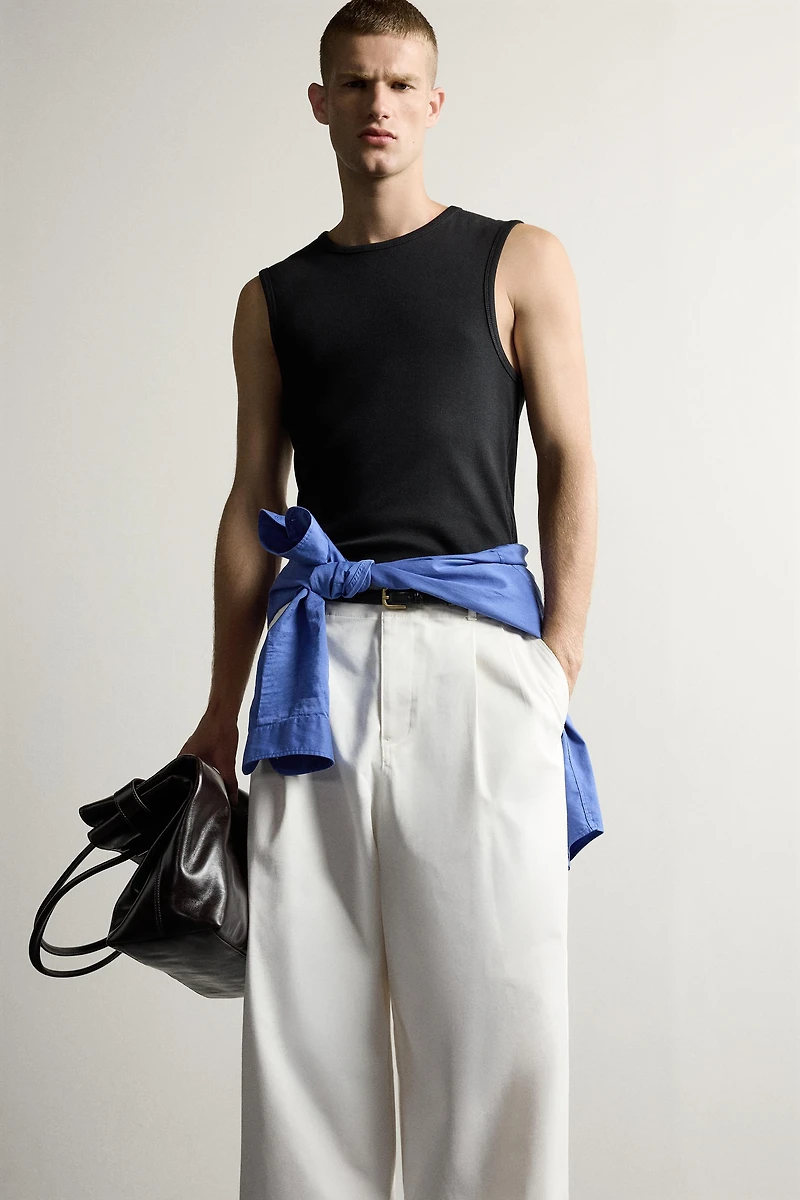 HIGH NECK RIBBED TANK TOP