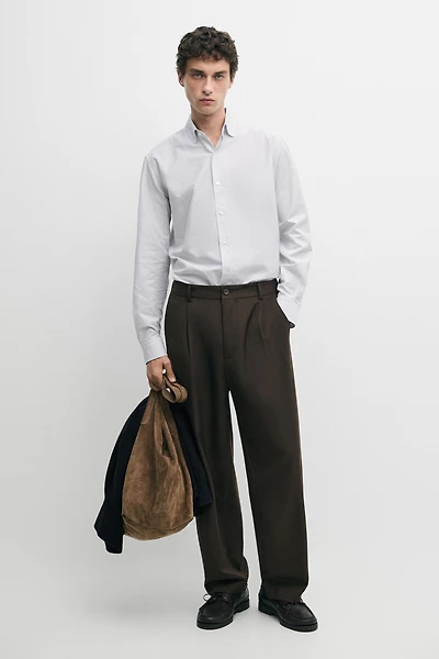 Regular fit striped cotton Oxford shirt
