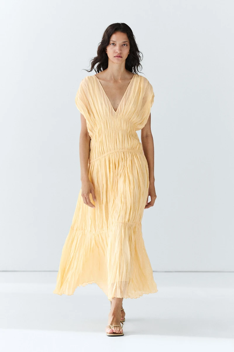 Flowing gathered midi dress