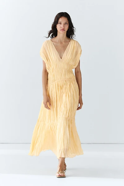 Flowing gathered midi dress