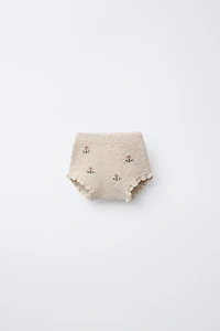 FLORAL EMBROIDERY KNIT BOTTOMS