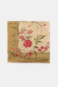 FLORAL PRINT MODAL SILK SCARF