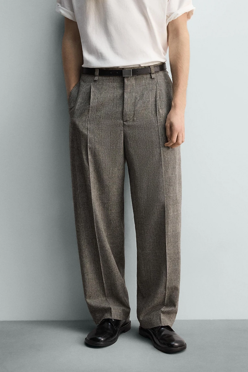 PLAID RELAXED FIT PANTS