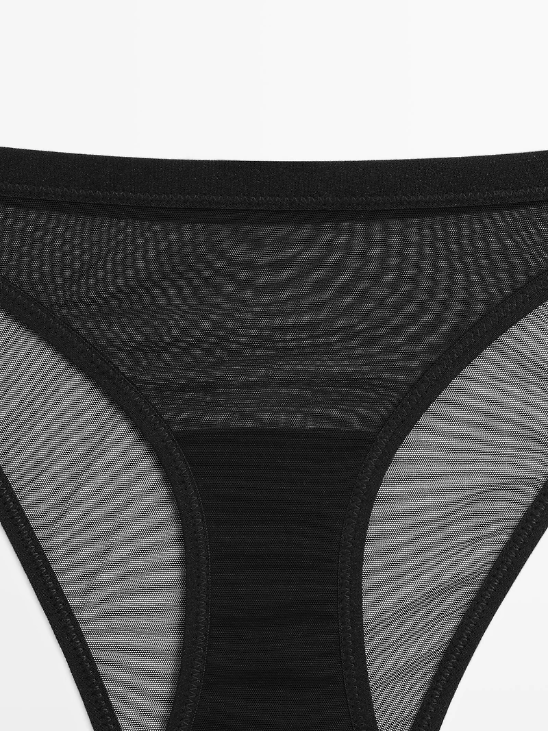 Semi-sheer mesh briefs