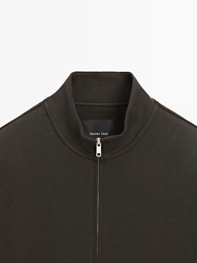 Veste zippée en maille de coton mélangé