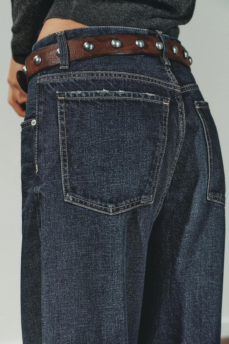 TRF RIPPED MID-RISE BAGGY JEANS