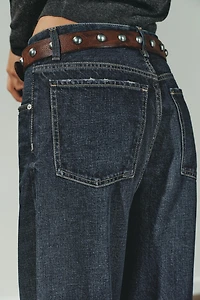 TRF RIPPED MID-RISE BAGGY JEANS