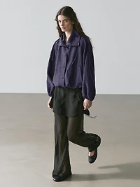 100% linen bomber jacket with collar detail