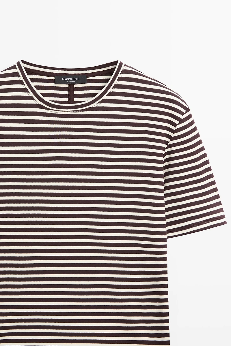 100% cotton striped short sleeve T-shirt