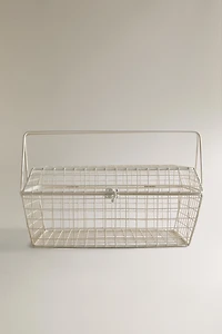 METAL STORAGE BASKET WITH HANDLES