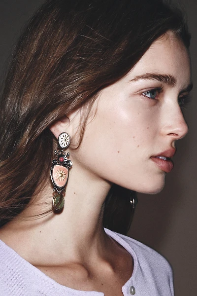 STONE FLOWER EARRINGS