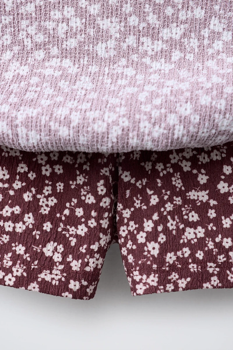 JUPE-SHORT EN GAZE DE COTTON À FLEURS