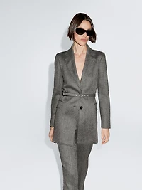 Flecked suit blazer with belt