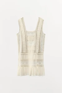 PLEATED LACE DRESS