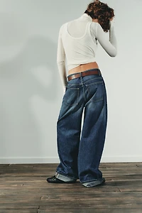 TRF MID-RISE BAGGY FOLDED JEANS