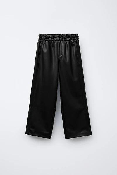 FAUX LEATHER BOW PANTS