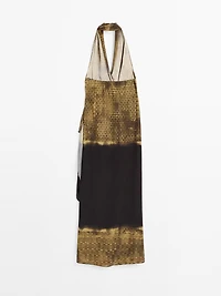 Printed halter-neck midi dress