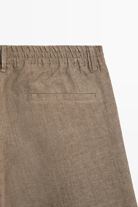 100% linen darted Bermuda shorts
