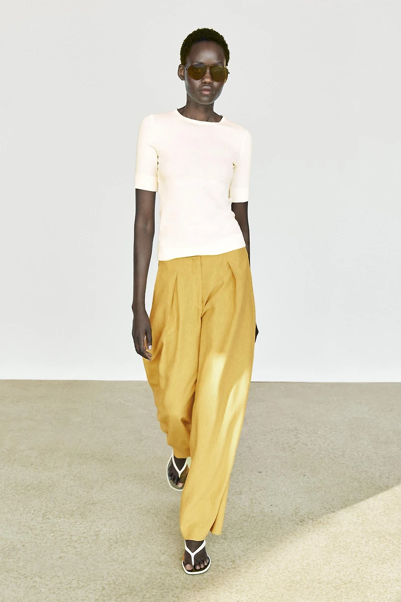 Pantalon large fluide en lin mélangé
