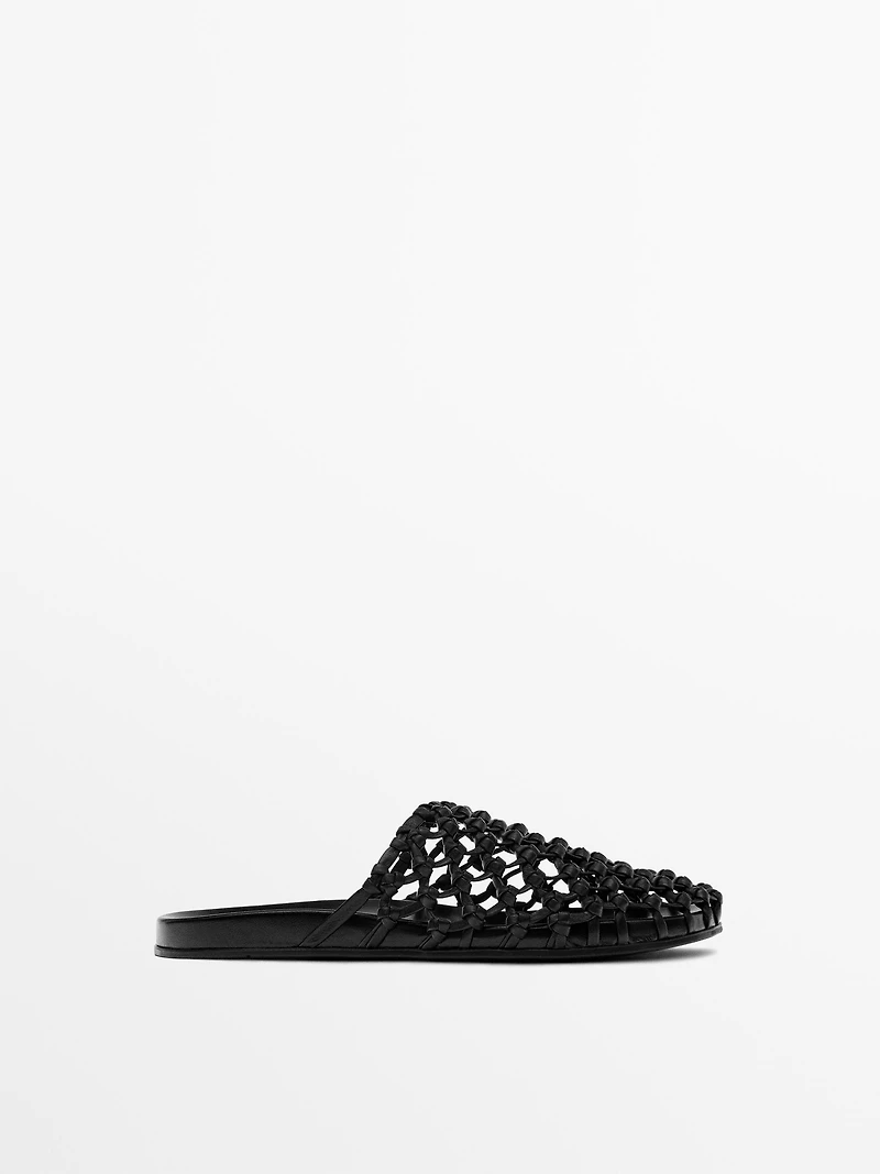 Sabot cuir tressé