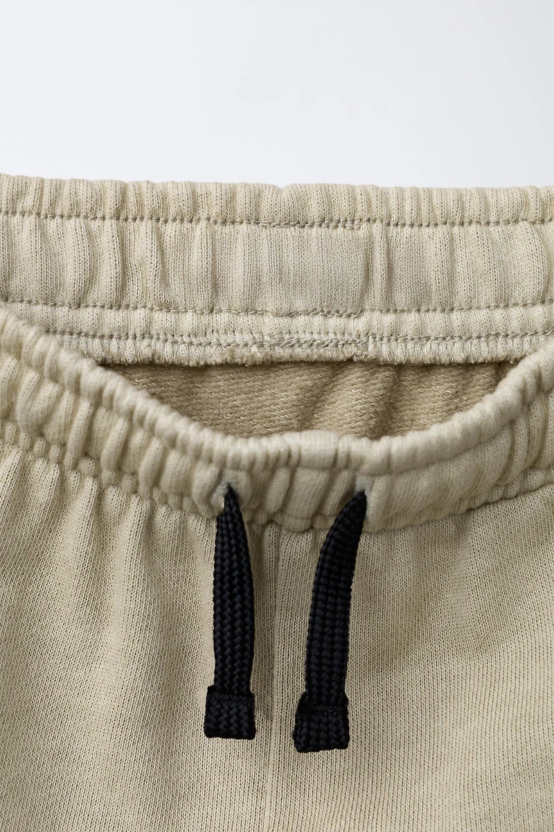 GARMENT DYE WIDE LEG FLEECE PANTS