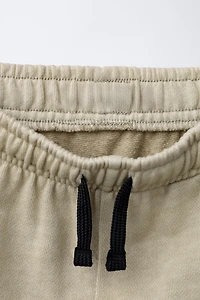 GARMENT DYE WIDE LEG FLEECE PANTS