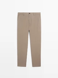 Slim fit cotton trousers