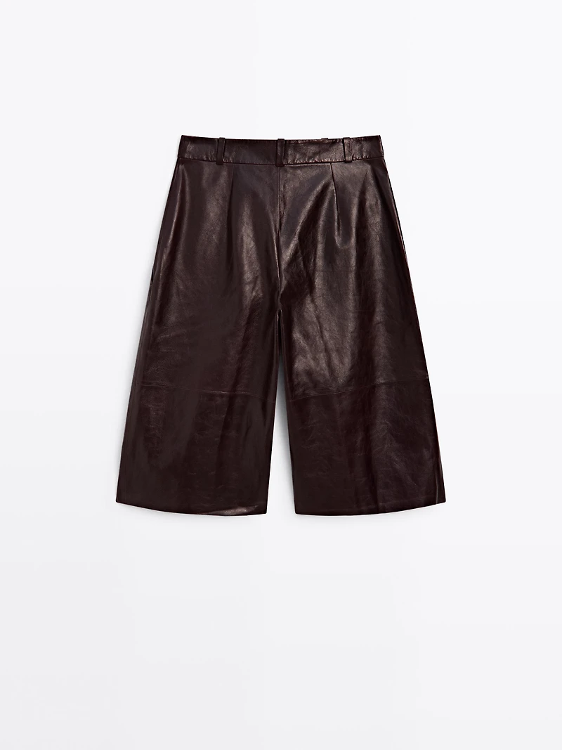 Nappa leather Bermuda shorts with darts - STUDIO