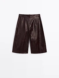 Nappa leather Bermuda shorts with darts - STUDIO