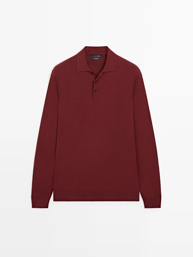 Cotton knit polo sweater
